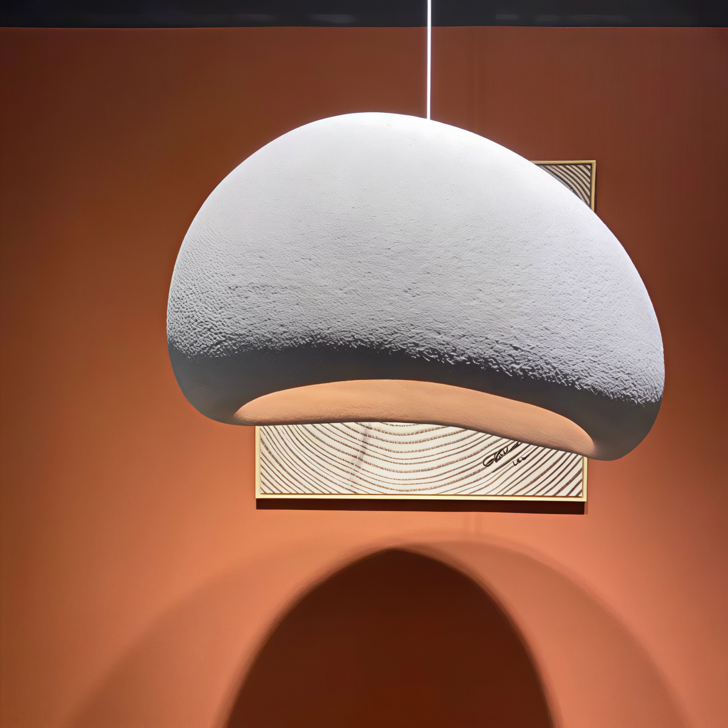 Снимка на Висяща лампа от смола Vali | Сива| Скулптурна форма