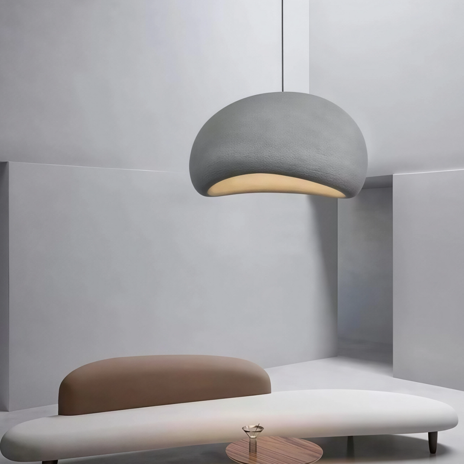 Снимка на Висяща лампа от смола Vali | Сива| Скулптурна форма