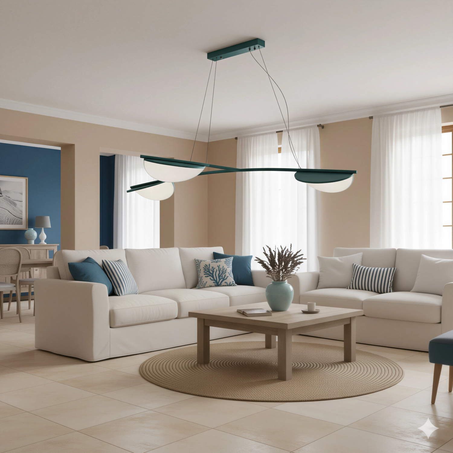 Снимка на Тюркоазен дизайнерски полилей Zawa | 45W | 161cm | 3000K