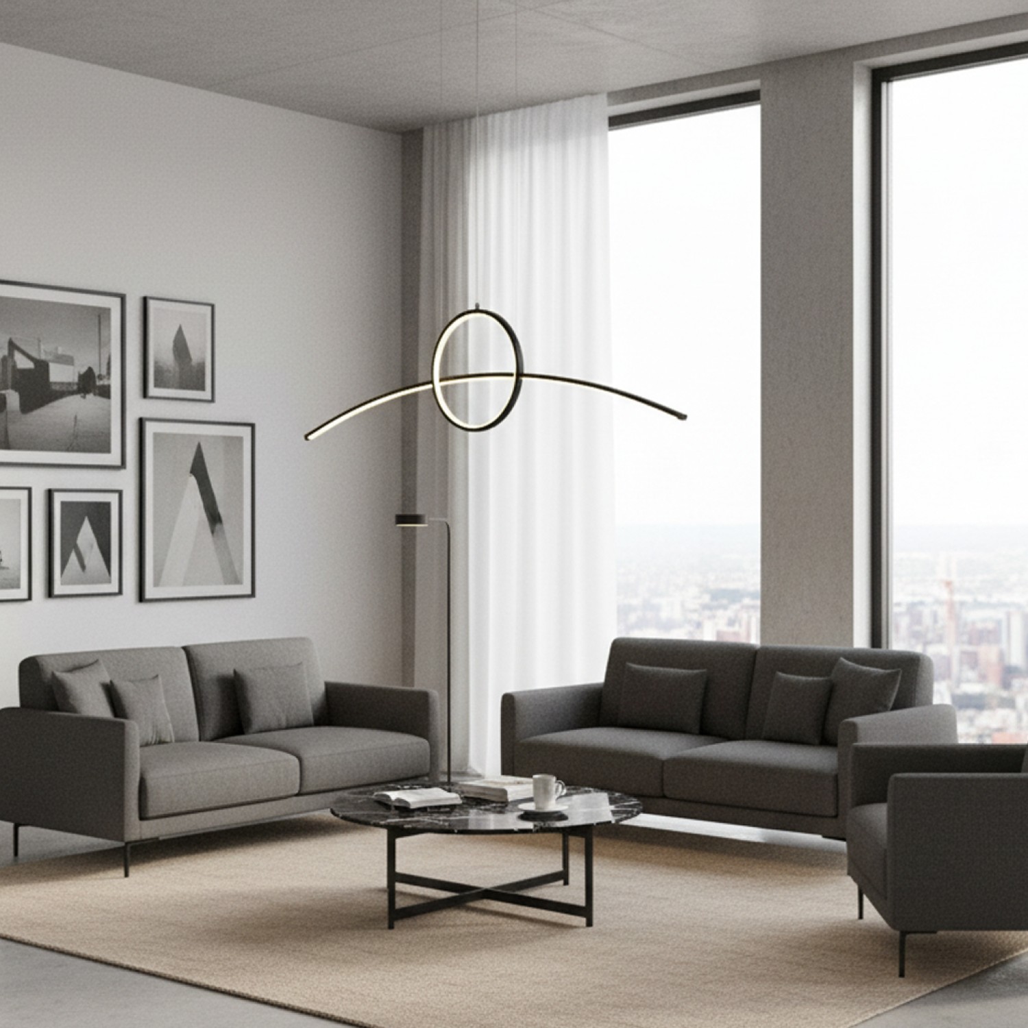 Снимка на Висящ LED полилей с кръгла и дъговидна форма Carina Rainbow (90 см) - Висящи лампи