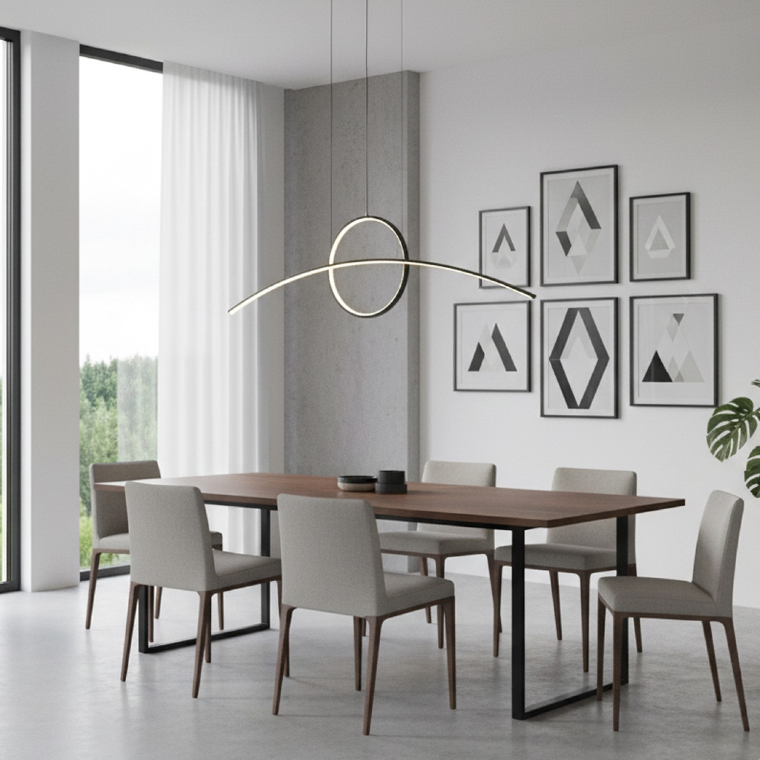 Снимка на Висящ LED полилей с кръгла и дъговидна форма Carina Rainbow (90 см) - Висящи лампи