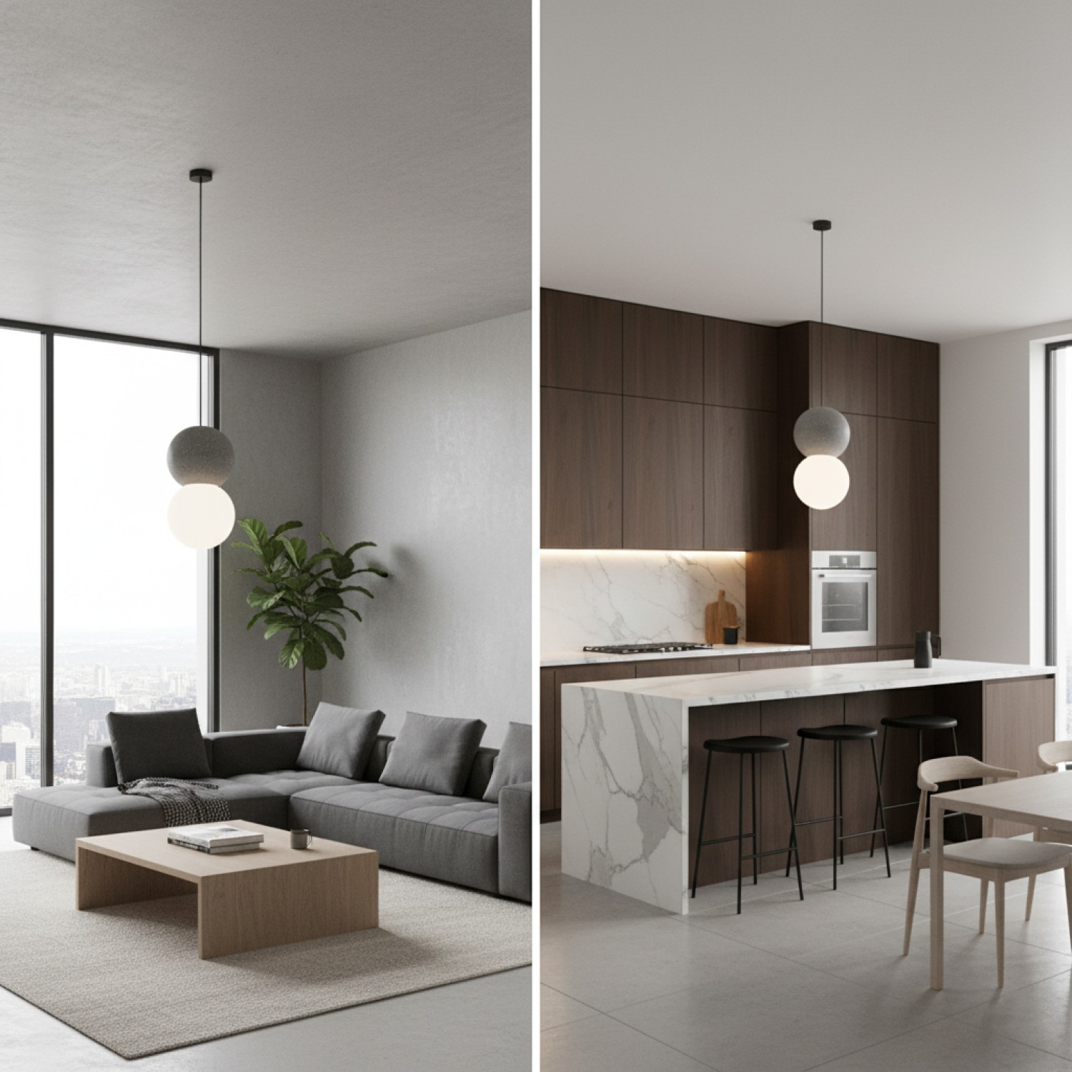 Снимка на Висящ пендел Luna | Цимент и стъкло | Индустриален стил | 5W | 3000K