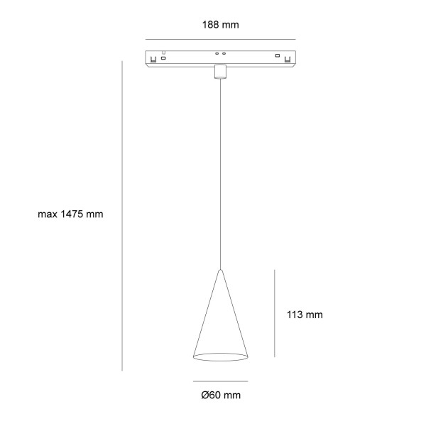 Снимка на Висящо LED осветително тяло Candela Magnet 5W за магнитна система 23mm - Liana OM 23mm