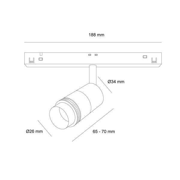 Снимка на Осветително тяло(спот) Eye Zoom Magnet (6W, 3000K) за магнитна система 23 mm - Релсово осветление
