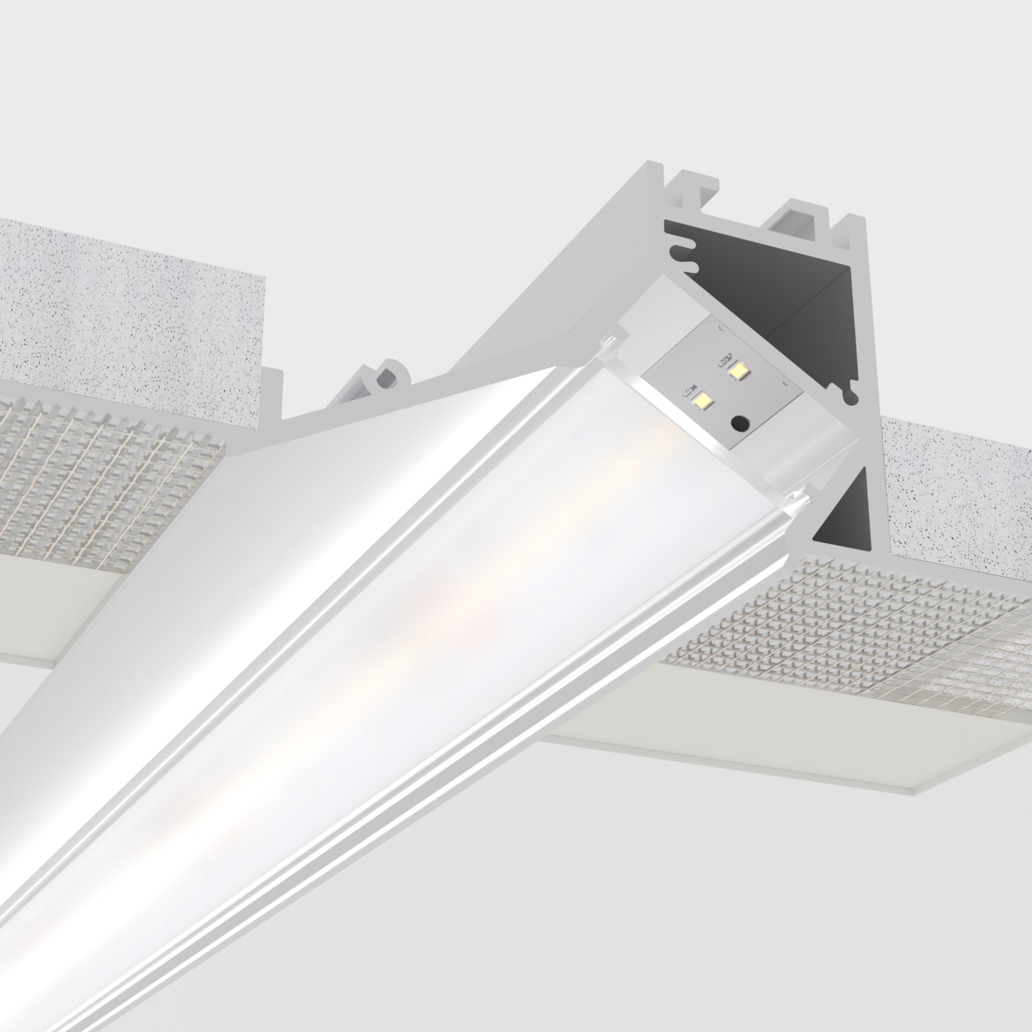 Снимка на Алуминиев профил за LED лента Fillet Pro Trimless | 94×35 мм | Безрамков монтаж в гипсокартон | 1 метър