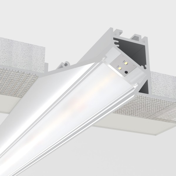 Снимка на Алуминиев профил за LED лента Fillet Pro Trimless | 94×35 мм | Безрамков монтаж в гипсокартон | 1 метър