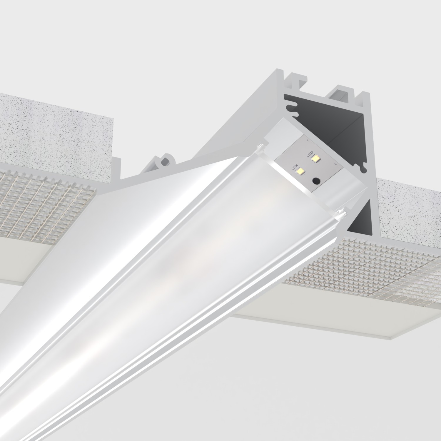 Снимка на Алуминиев профил за LED лента Fillet Pro Trimless | 94×35 мм | Безрамков монтаж в гипсокартон | 1 метър