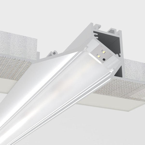 Снимка на Алуминиев профил за LED лента Fillet Pro Trimless | 94×35 мм | Безрамков монтаж в гипсокартон | 1 метър