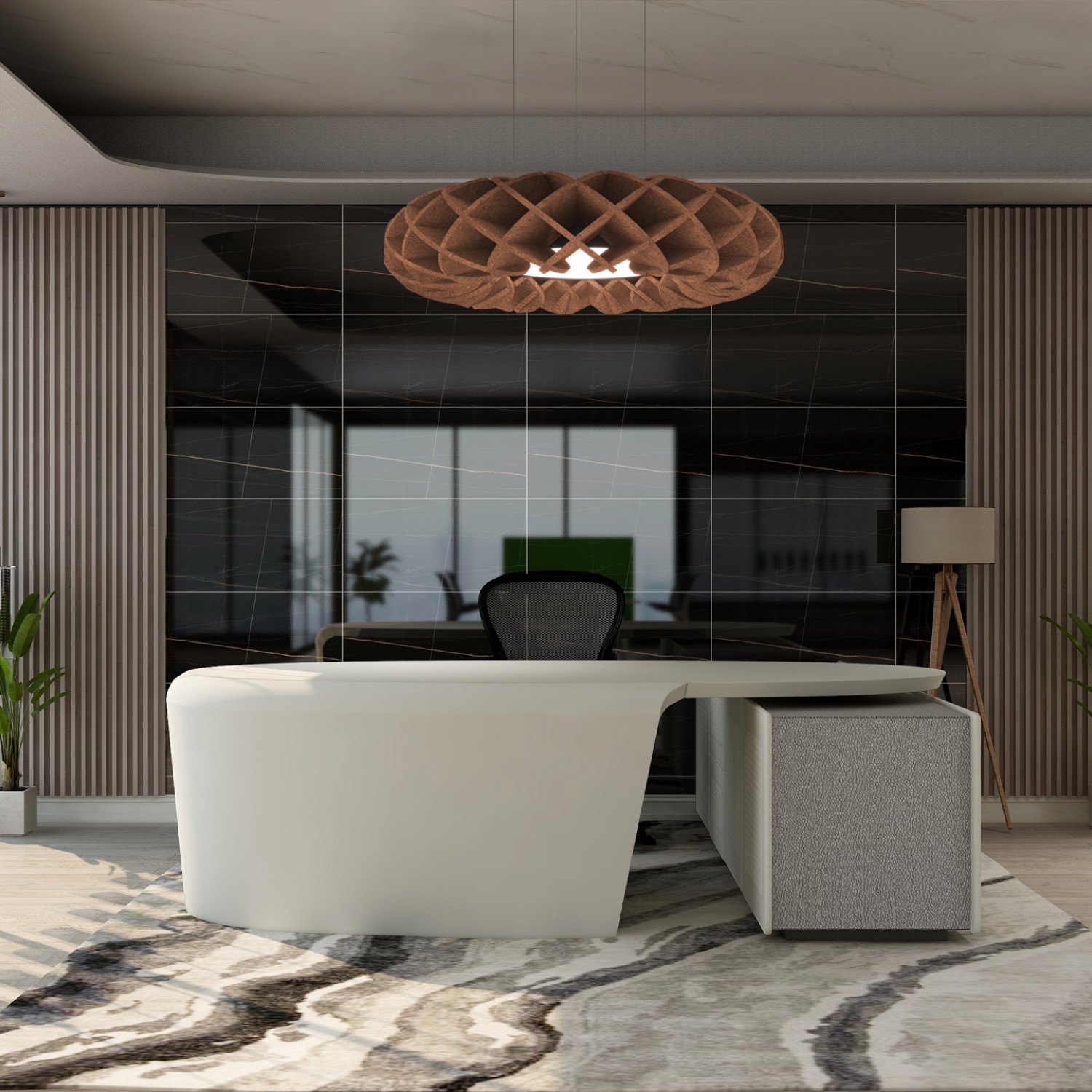 Снимка на Акустична висяща LED лампа с дизайн мрежеста решетка Haos - Акустични лампи