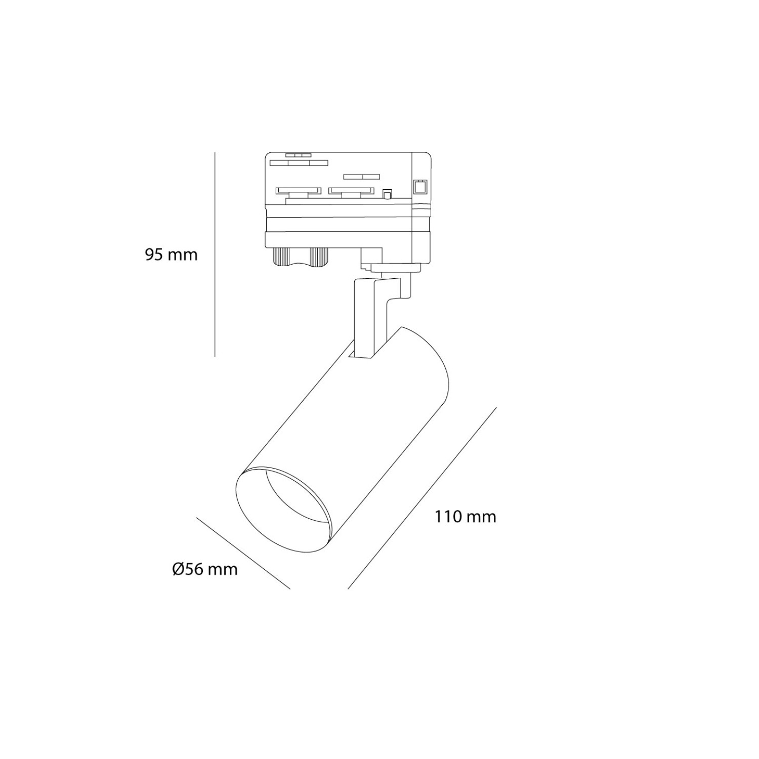Снимка на Спот за релсова шина Longi GU10 с изчистен цилиндричен дизайн - Релсово осветление