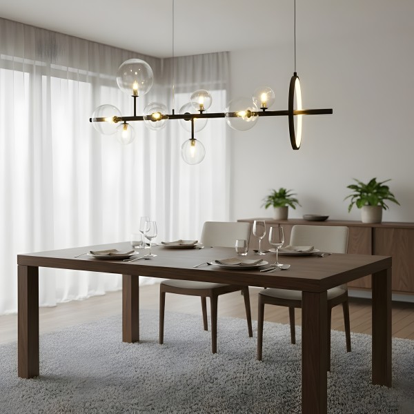 Снимка на Висящ полилей с LED ринг и 10 стъклени сфери Carina Line 10 - Висящи лампи