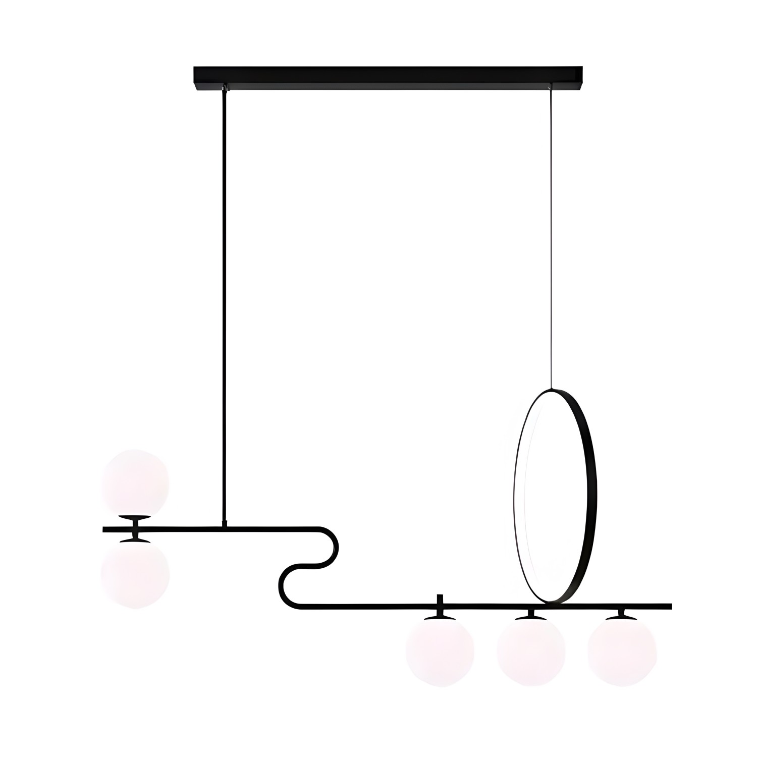 Снимка на Висящ полилей Carina Snake Ring с LED ринг и 5 крушки - Хол и дневна