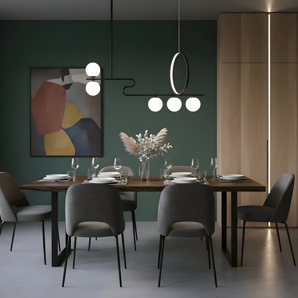 Снимка на Висящ полилей Carina Snake Ring с LED ринг и 5 крушки - Хол и дневна