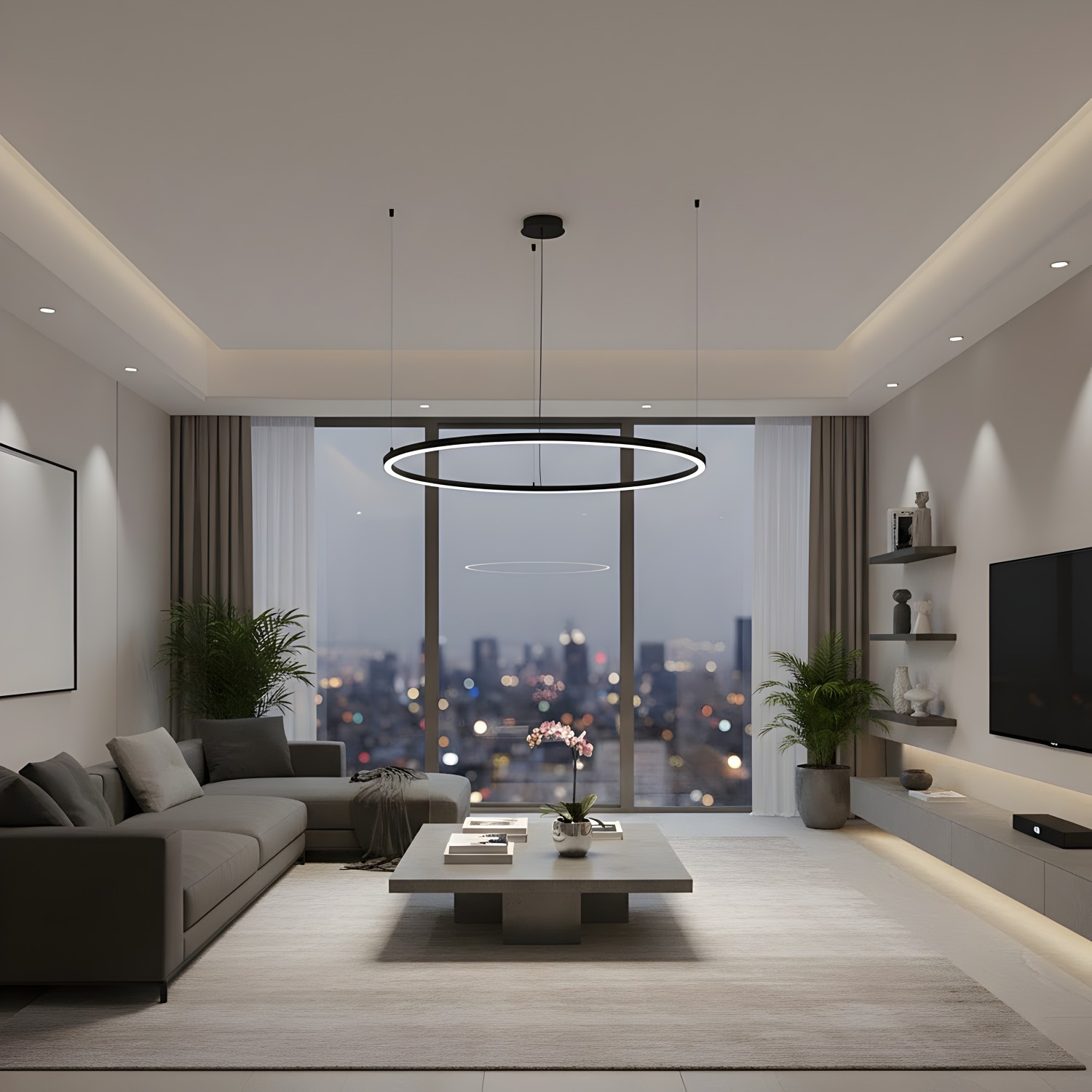 Снимка на Кръгъл висящ LED полилей Cool | Тип пръстен | 400 mm | 110° ъгъл