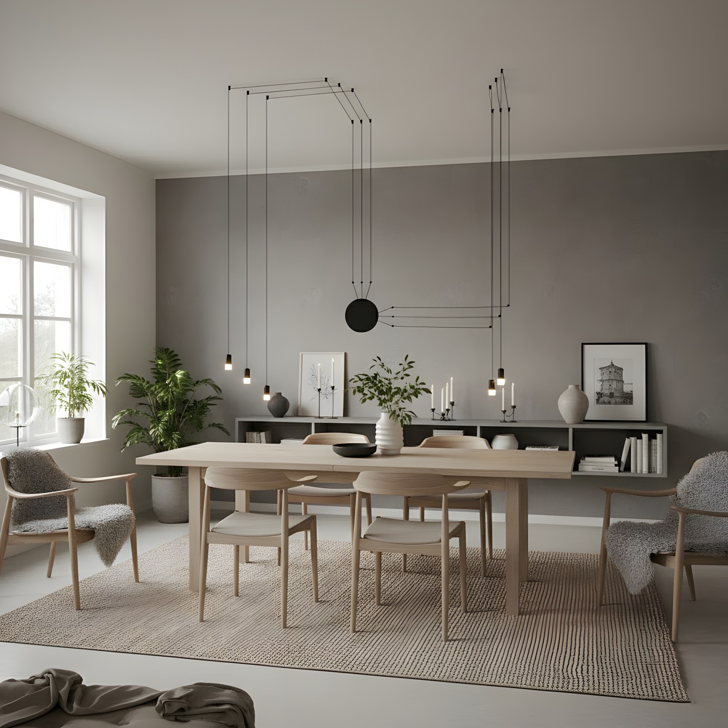 Снимка на Дизайнерски LED полилей с въжета Edy Wall | Дължина 580cm