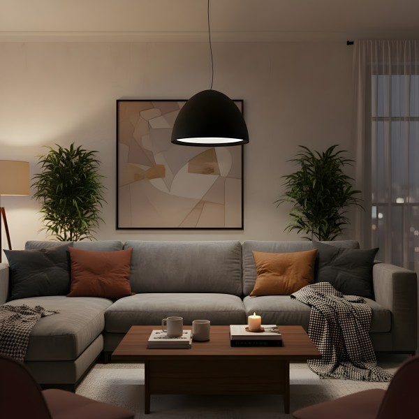 Снимка на Висящ черен куполен LED пендел Enigma (Ø450/Ø600) - Висящи лампи