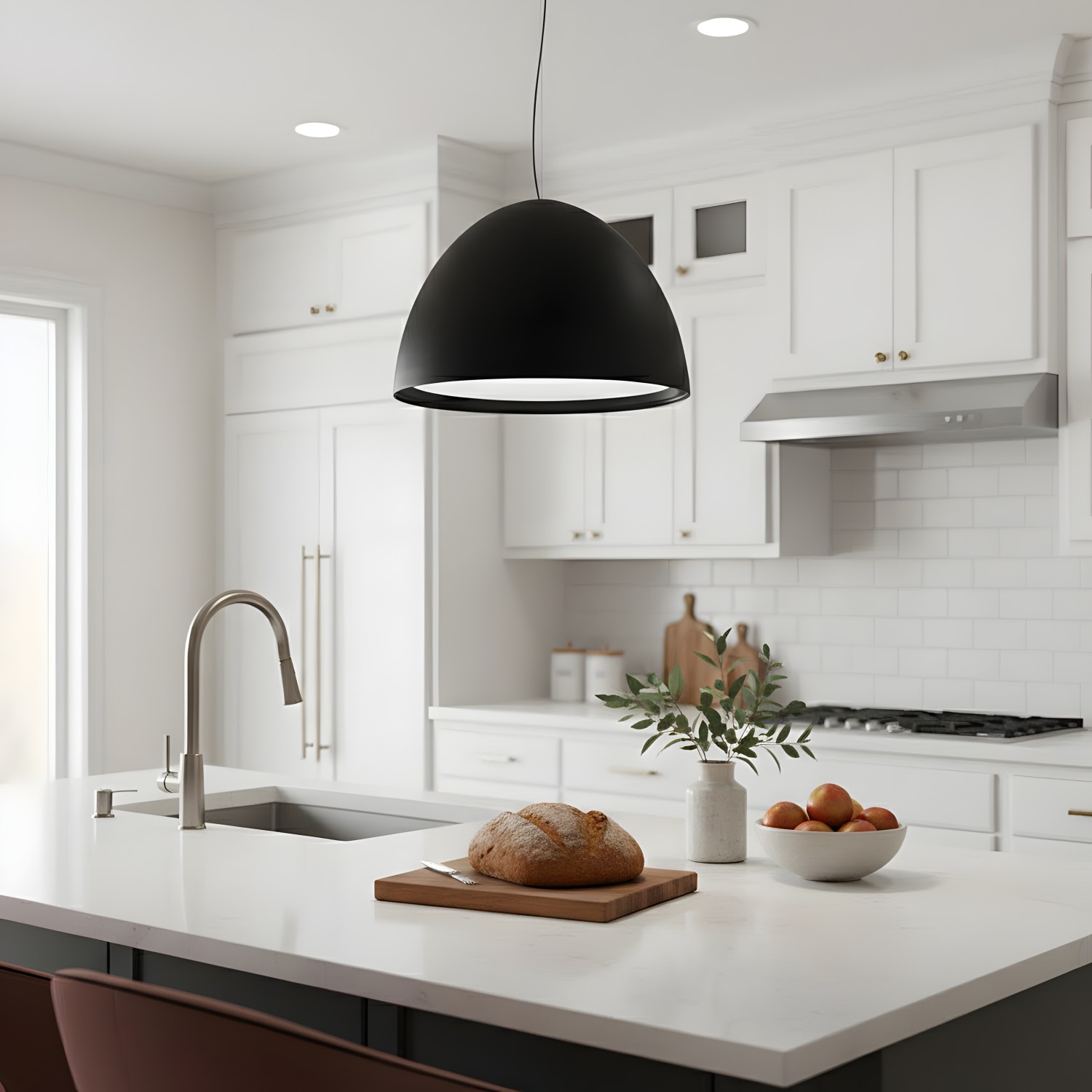 Снимка на Висящ черен куполен LED пендел Enigma (Ø450/Ø600) - Висящи лампи