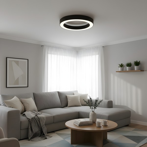 Детайлно изображение на Кръгла LED плафониера Daylight | Бял светлинен пръстен | ⌀60/80cm Снимка на Кръгла LED плафониера Daylight | Бял светлинен пръстен | ⌀60/80cm