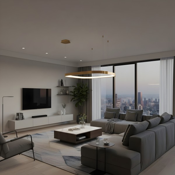 Снимка на Квадратен висящ LED полилей Helix | Златен/Черен | 3-CCT