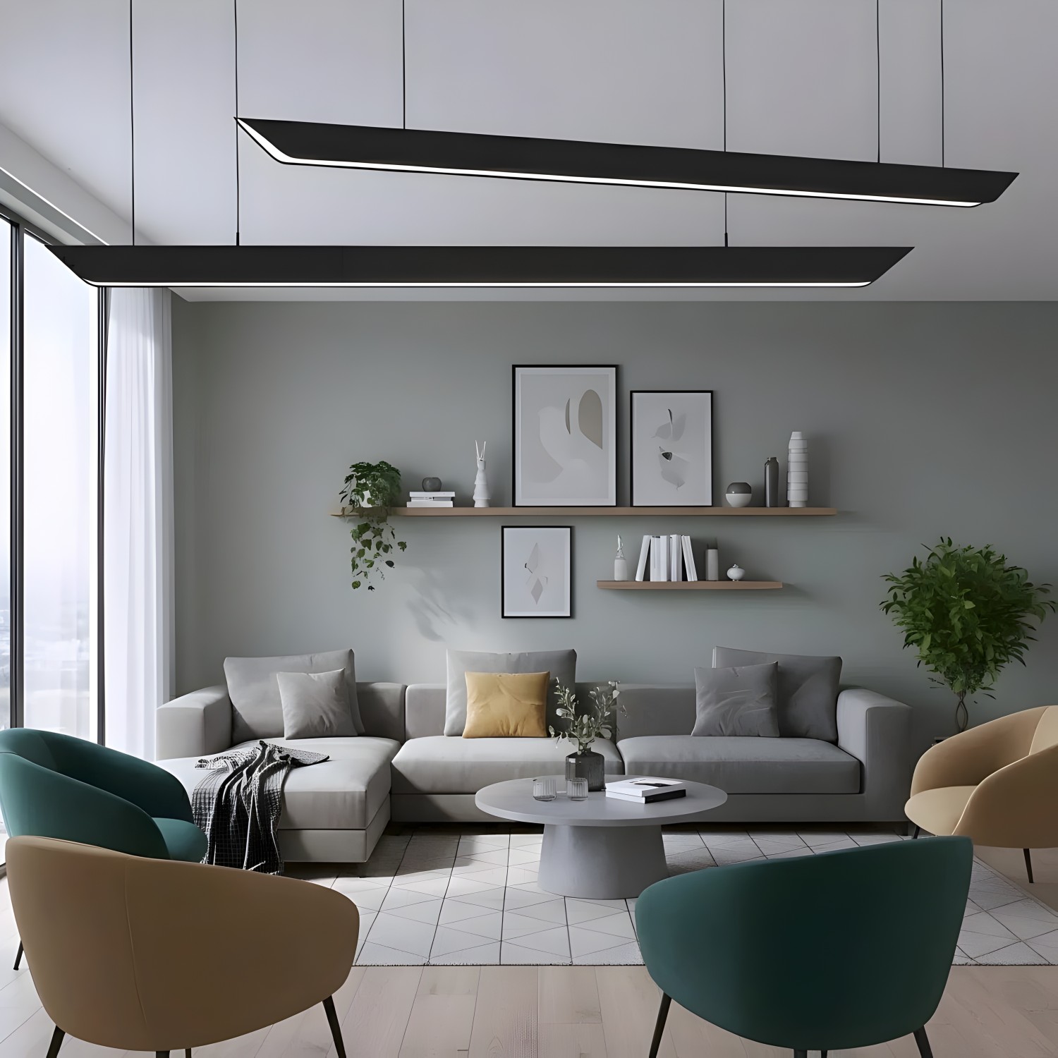 Снимка на Висящ акустичен LED профил Honey | Дифузер пчелна пита | Звукопоглъщащ