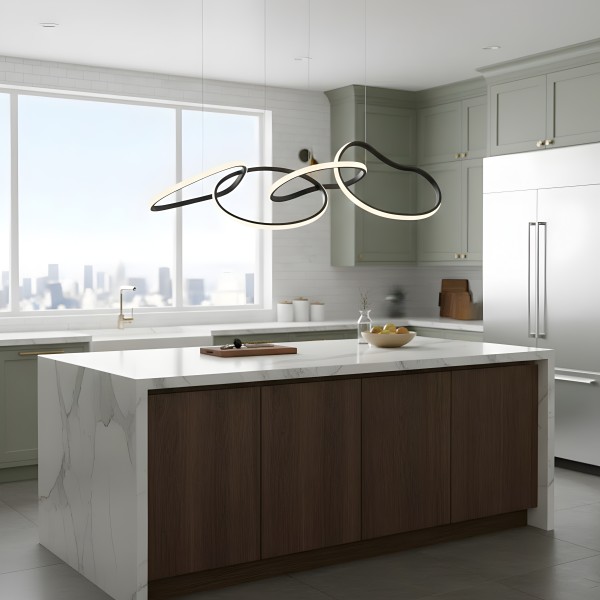 Снимка на LED полилей с висящи халки Meridian златист/черен | 35W | 3000K