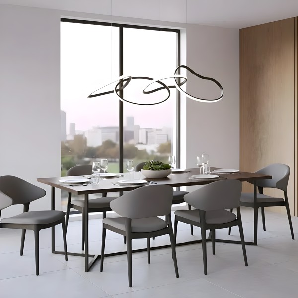 Снимка на LED полилей с висящи халки Meridian златист/черен | 35W | 3000K