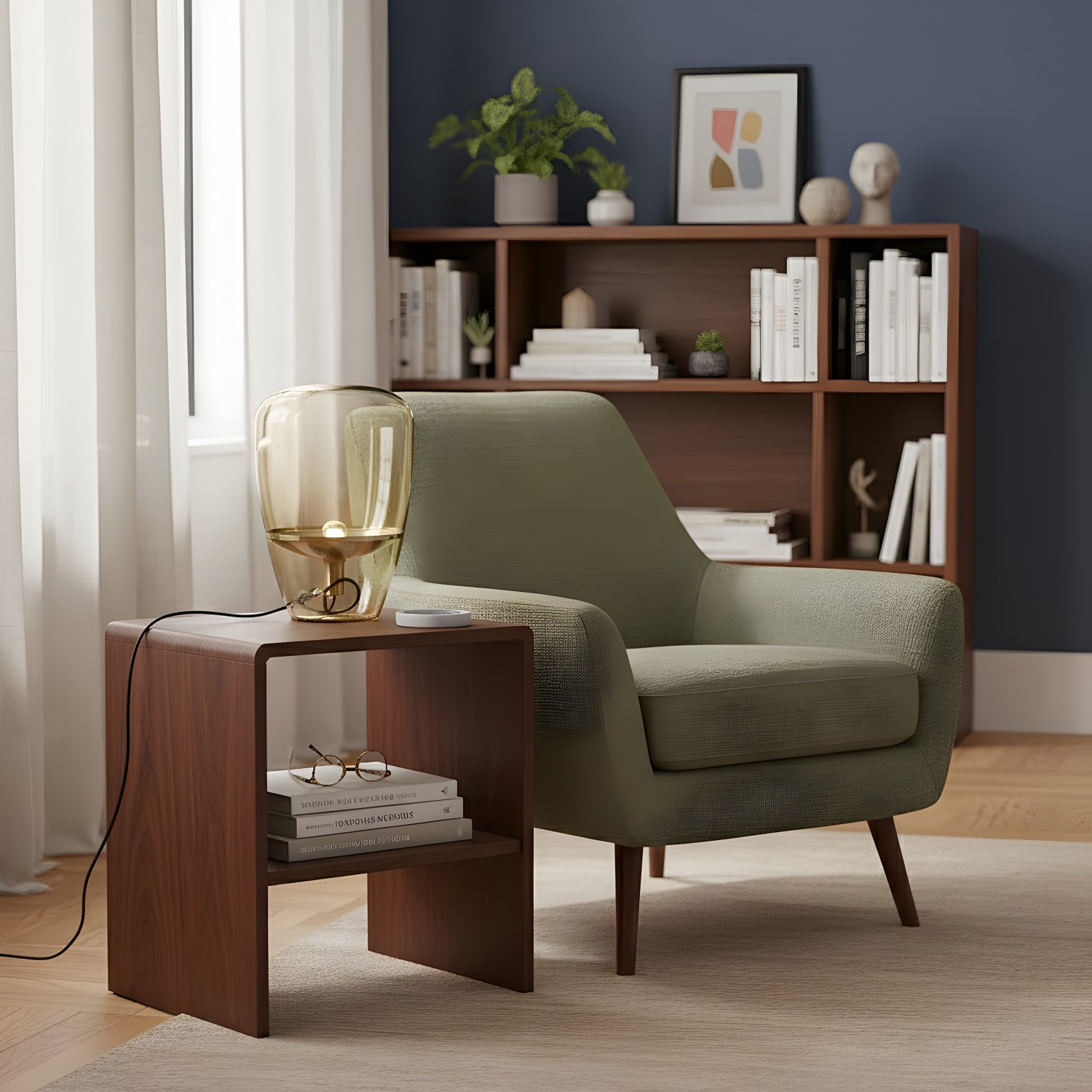 Снимка на Настолна лампа със стъклен абажур и медна основа Neron (40 см) - Настолни лампи