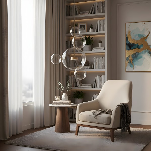 Снимка на Висяща LED лампа със стъклени сфери Orbital 4 - Висящи лампи