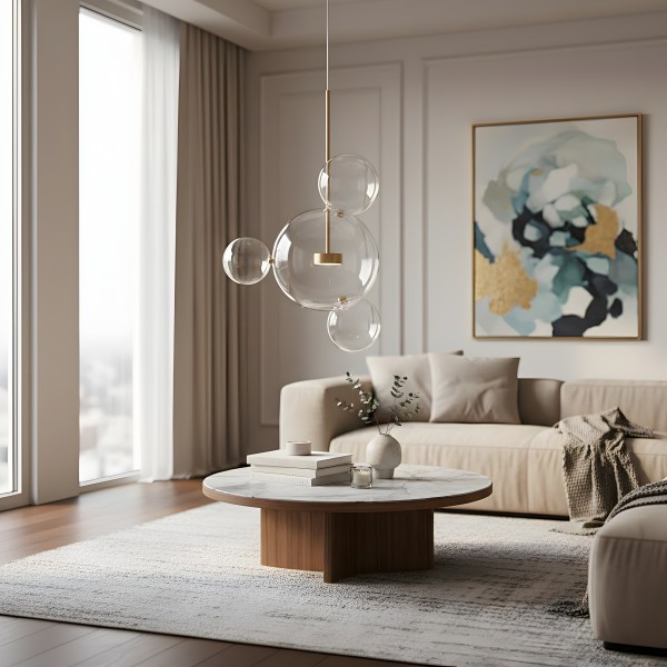 Снимка на Висяща LED лампа със стъклени сфери Orbital 4 - Висящи лампи