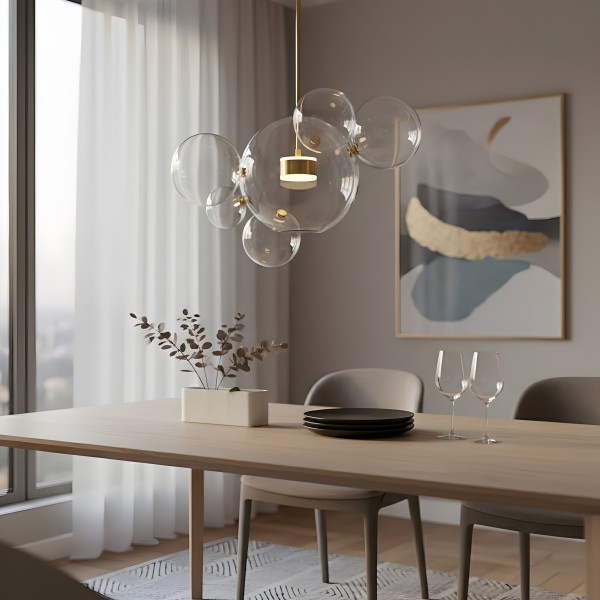 Детайлно изображение на Висяща LED лампа с 6 стъклени мехурчета Orbital 6 | 10W | 3000K Снимка на Висяща LED лампа с 6 стъклени мехурчета Orbital 6 | 10W | 3000K