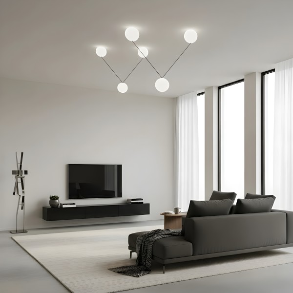 Снимка на Дизайнерски LED полилей Pulse | 3 акрилни сфери | 3x24W