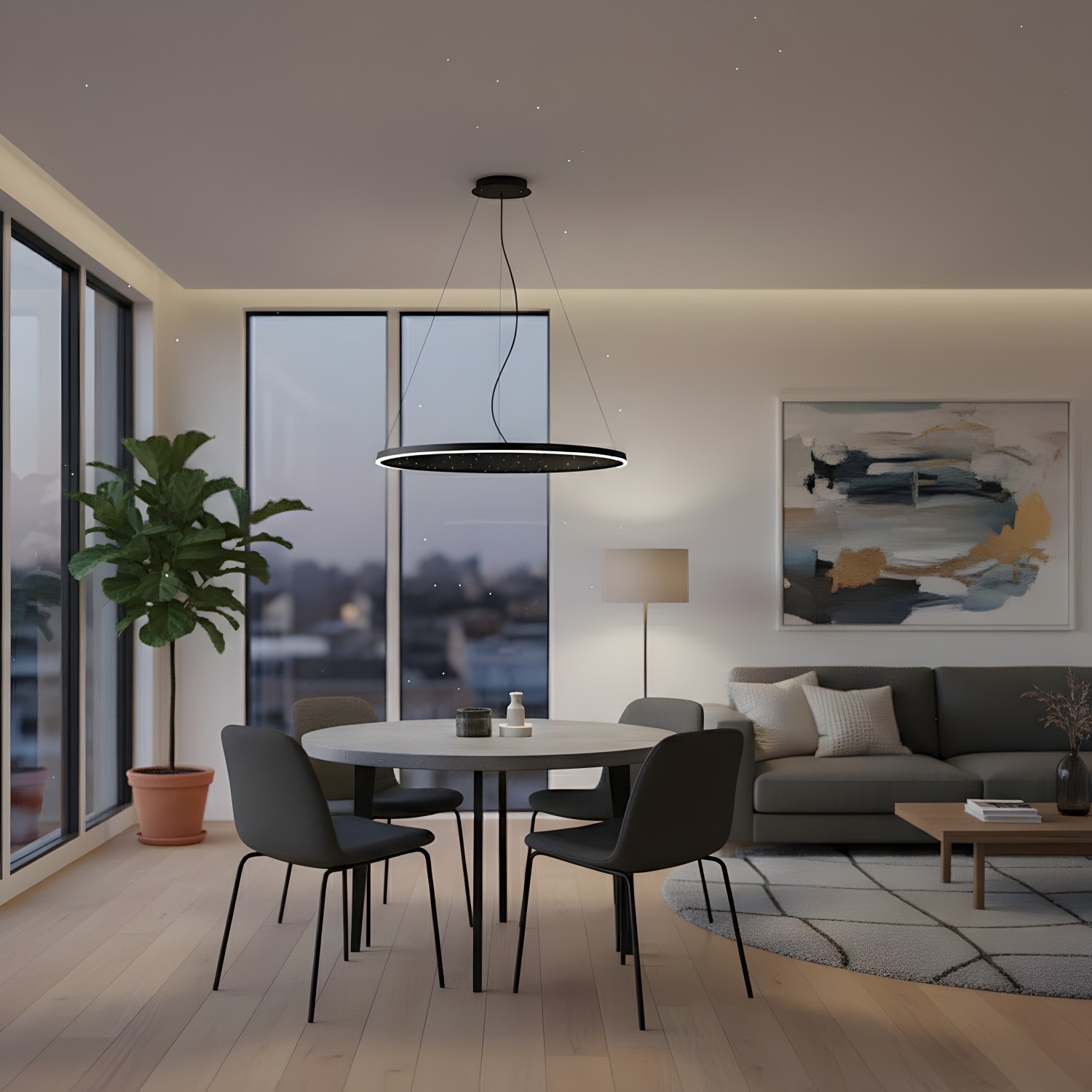 Снимка на Дизайнерска висяща LED лампа Quasar P | Повърхност звездно небе