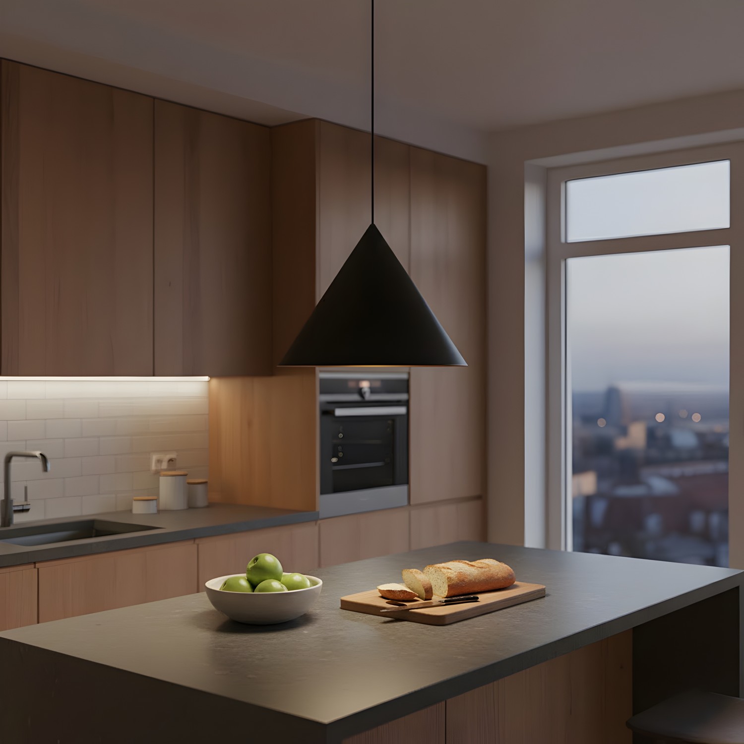 Снимка на Висящ конусен пендел Radiant | Черен мат | Два размера | E27