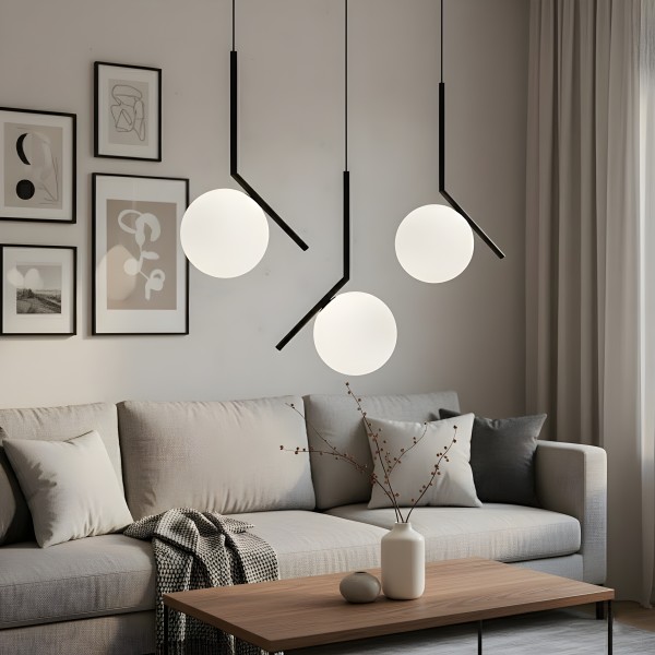 Снимка на Висящ черен пендел със стъклена сфера Rush