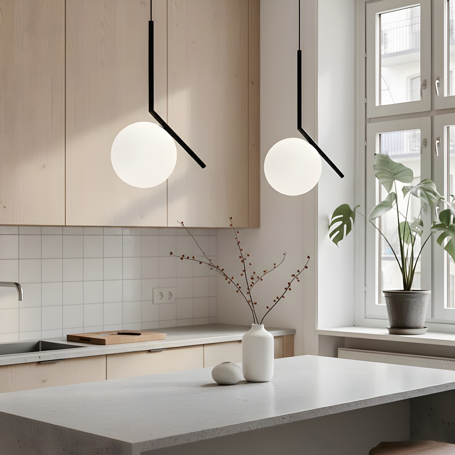 Снимка на Висящ черен пендел със стъклена сфера Rush