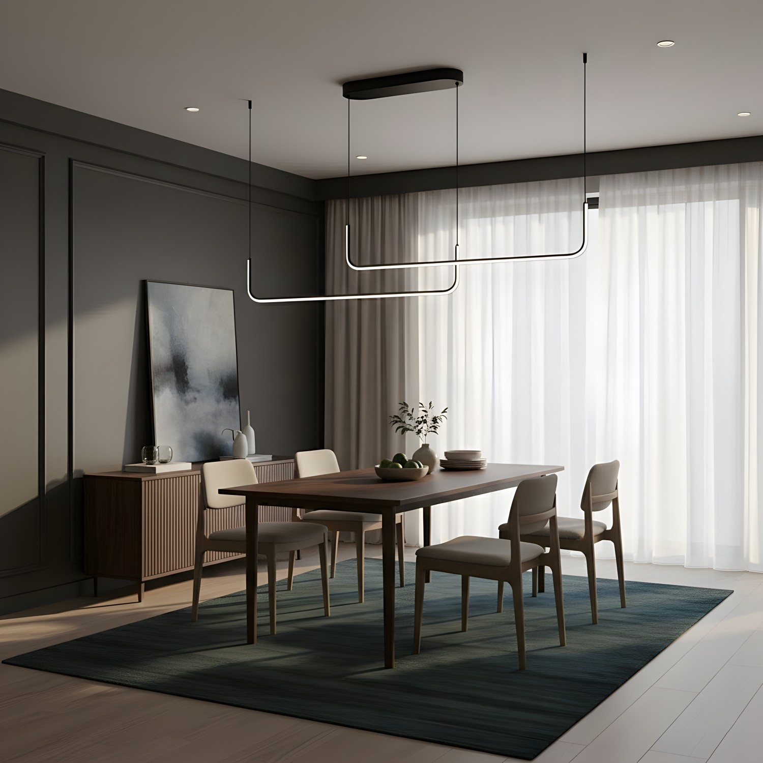 Снимка на Висяща двойна линейна LED лампа Swing Ceiling | 24W | 3000-6000K