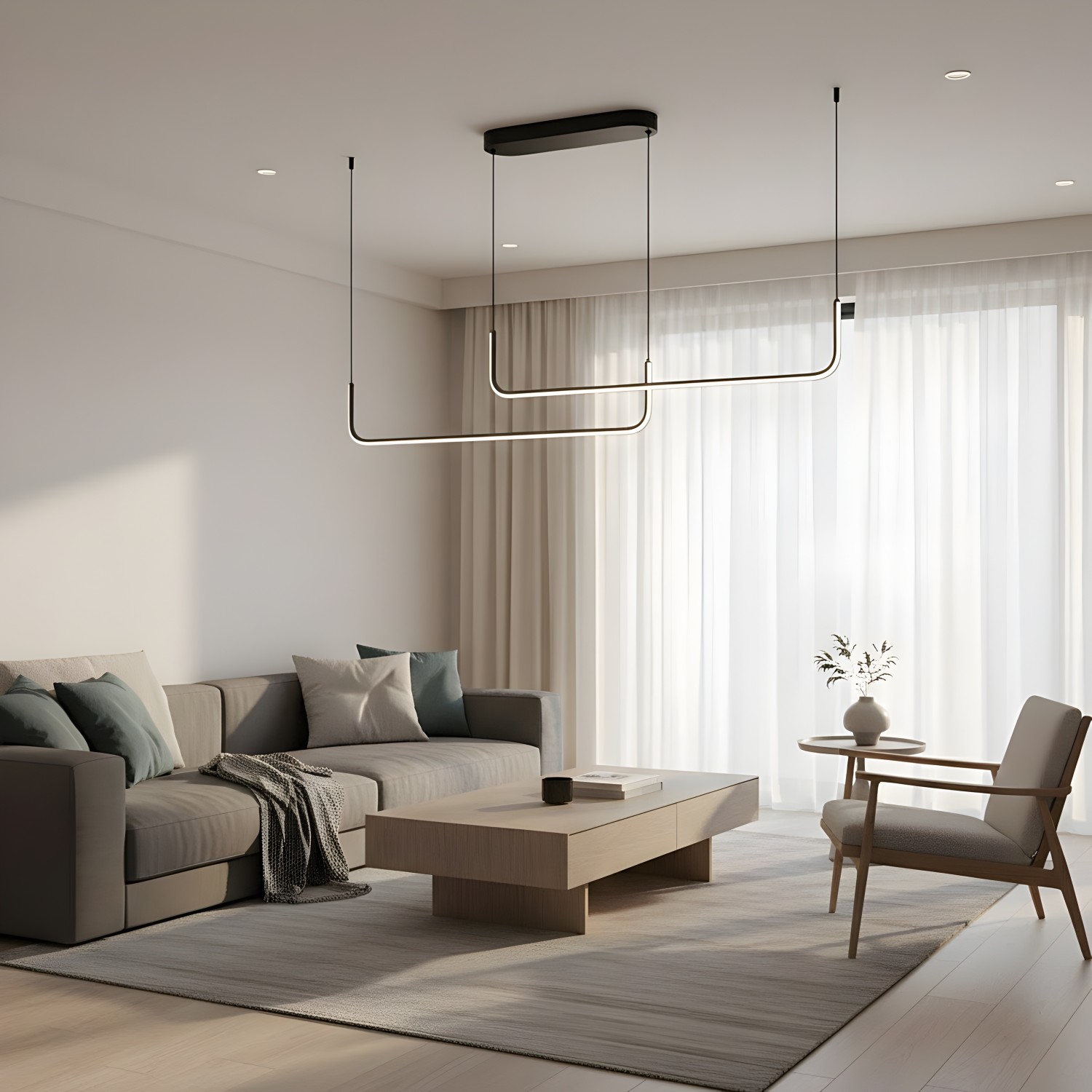 Снимка на Висяща двойна линейна LED лампа Swing Ceiling | 24W | 3000-6000K