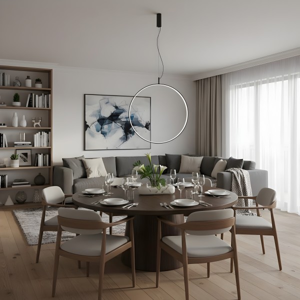 Снимка на Висяща кръгла LED лампа с минималистичен дизайн Tini (Ø600/1200 mm) - Висящи лампи