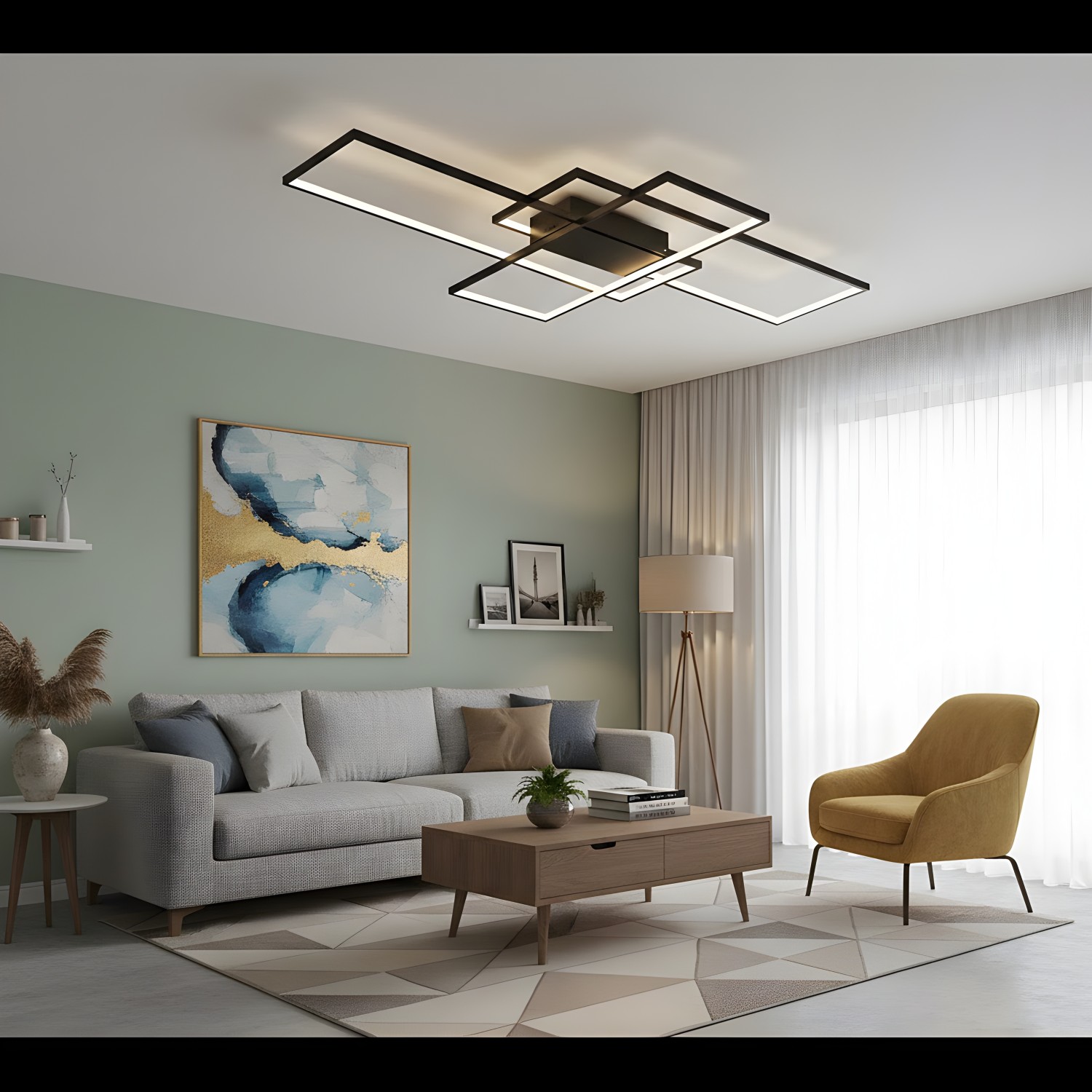 Снимка на Голям LED плафон Triple | Геометричен дизайн | 68W