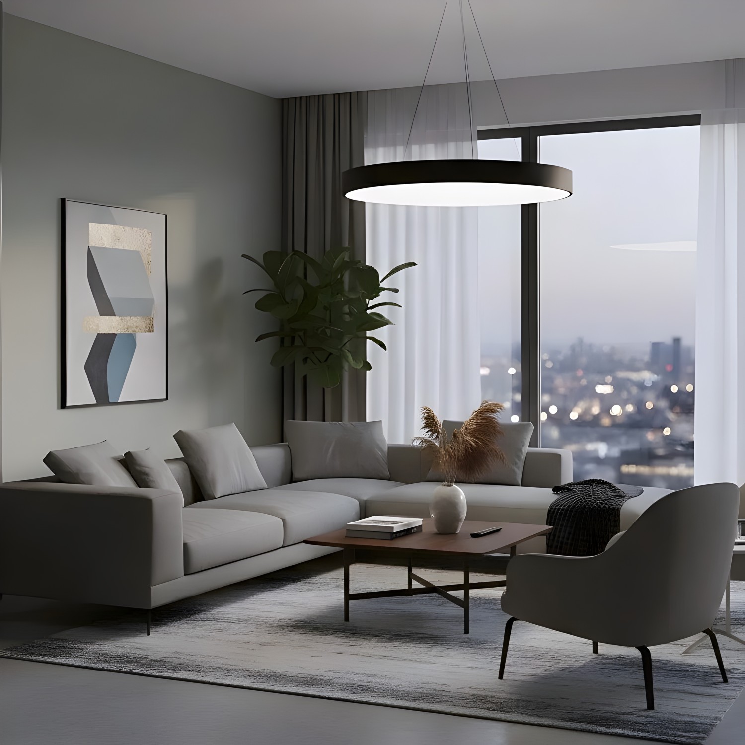 Снимка на Кръгла висяща LED лампа Veny Eco XL (до Ø1200 мм) - Висящи лампи