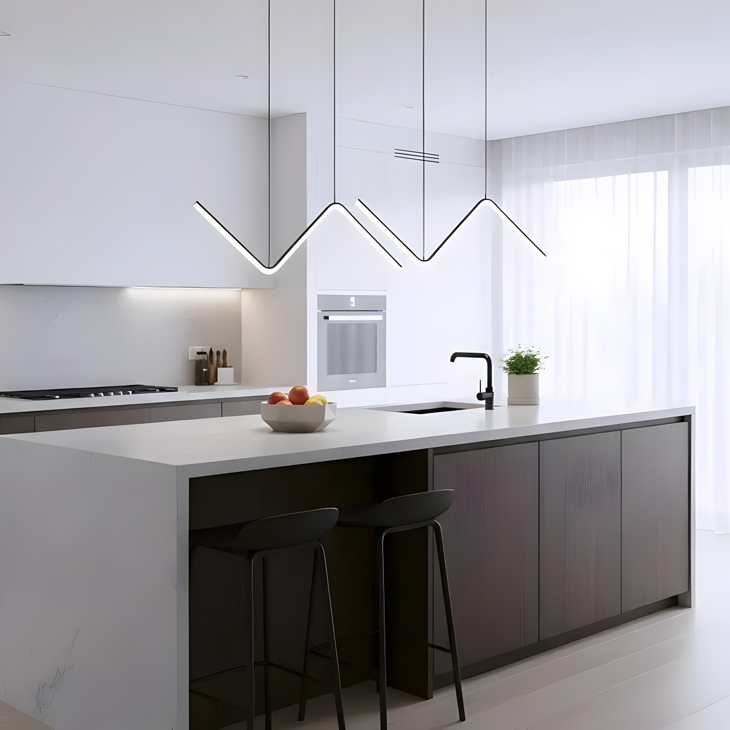 Снимка на Висящ LED полилей с вълнообразна форма Wave (90 см) - Висящи лампи