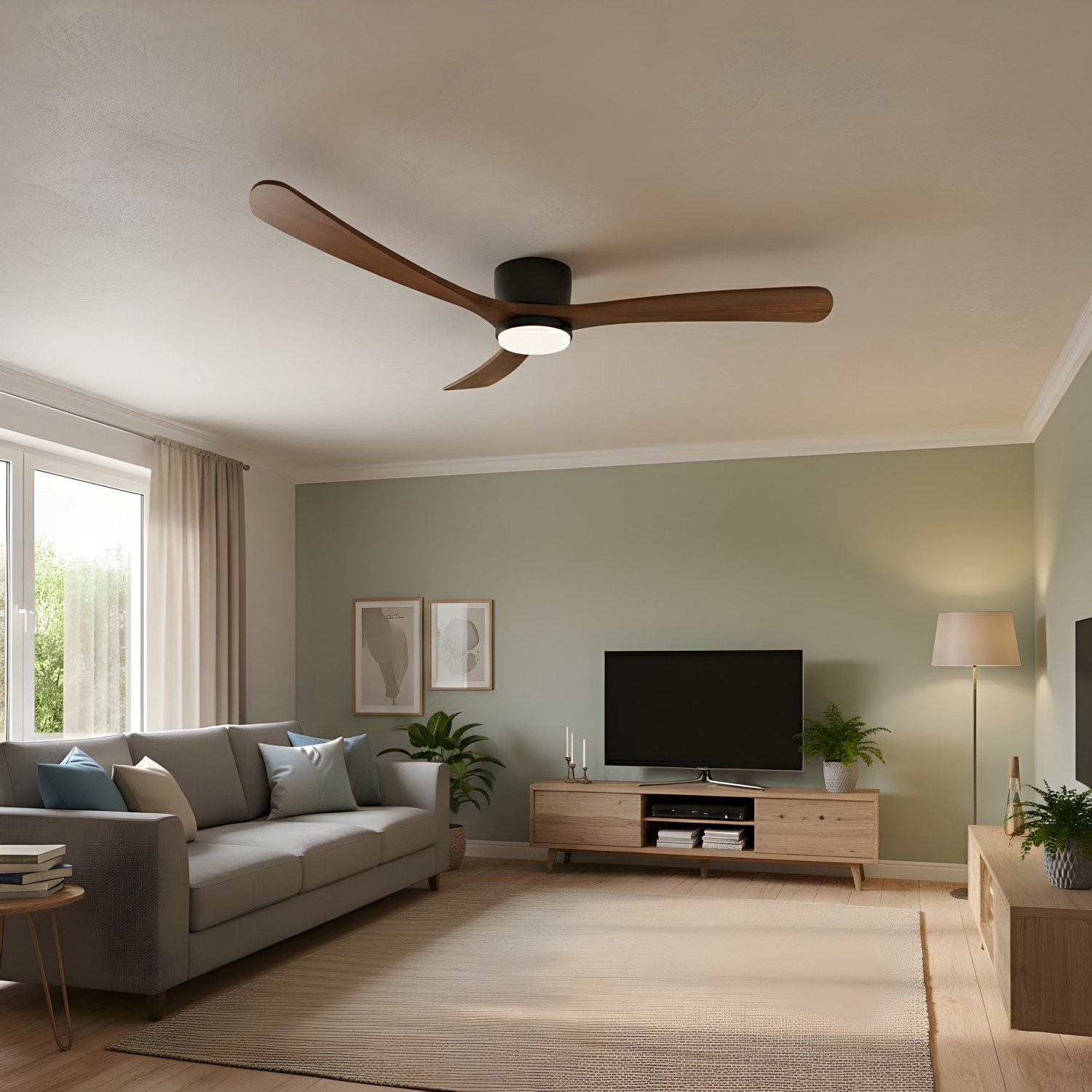 Снимка на Дървен LED вентилатор за таван Wind с дистанционно | 132 см | 18W | CCT