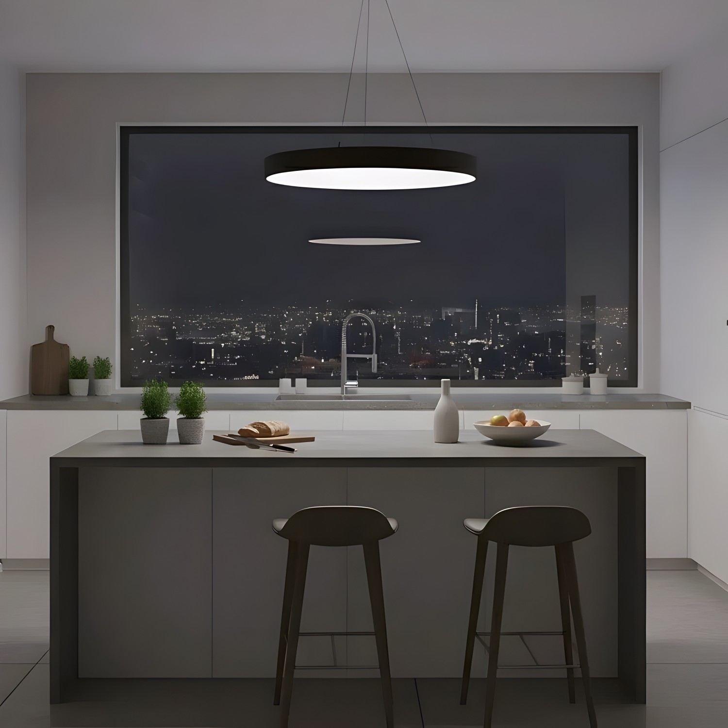 Детайлно изображение на Кръгла висяща LED лампа Veny Eco XL | Ø80-120cm Снимка на Кръгла висяща LED лампа Veny Eco XL | Ø80-120cm