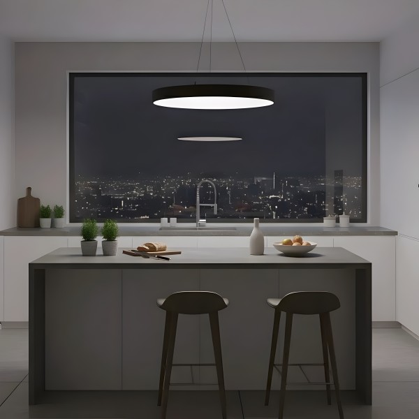 Детайлно изображение на Кръгла висяща LED лампа Veny Eco XL | Ø80-120cm Снимка на Кръгла висяща LED лампа Veny Eco XL | Ø80-120cm