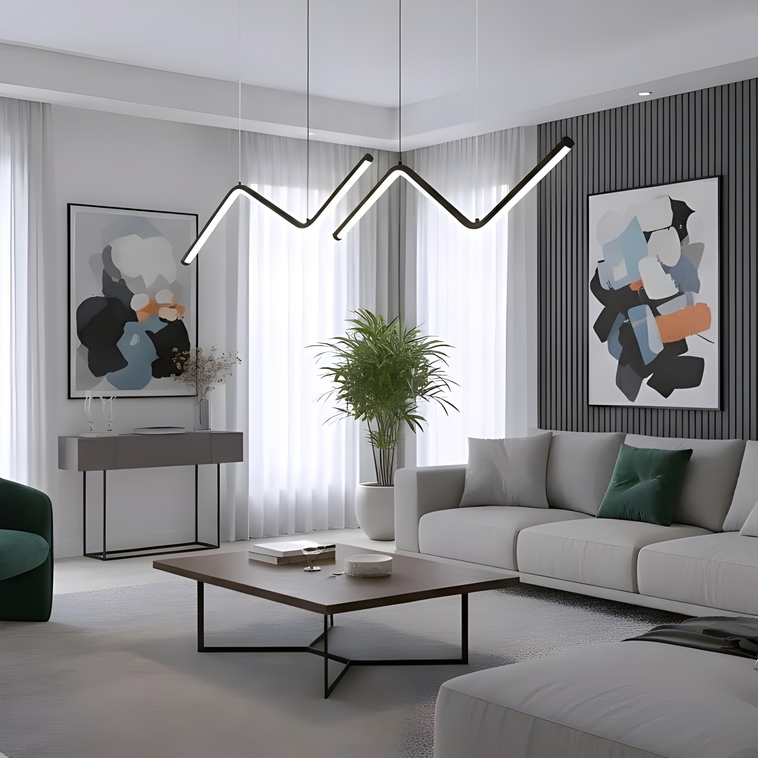 Детайлно изображение на Висящ LED полилей Wave | Вълнообразна форма | 90cm | 24W Снимка на Висящ LED полилей Wave | Вълнообразна форма | 90cm | 24W