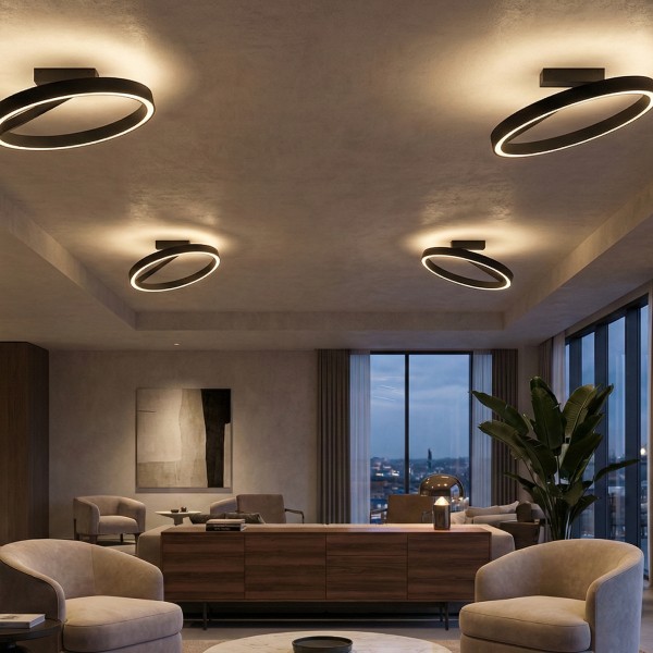 Детайлно изображение на Кръгла LED лампа за таван Up&Down Axis | Двупосочно светене | 3000K | 50W Снимка на Кръгла LED лампа за таван Up&Down Axis | Двупосочно светене | 3000K | 50W