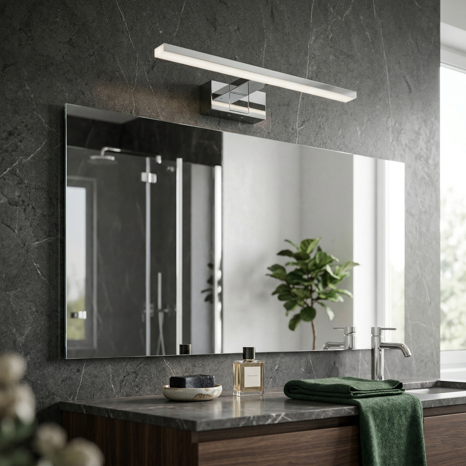 Детайлно изображение на Стенен LED аплик Cezanne Chrome S | Хром | 8W | 3000K | IP44 Снимка на Стенен LED аплик Cezanne Chrome S | Хром | 8W | 3000K | IP44