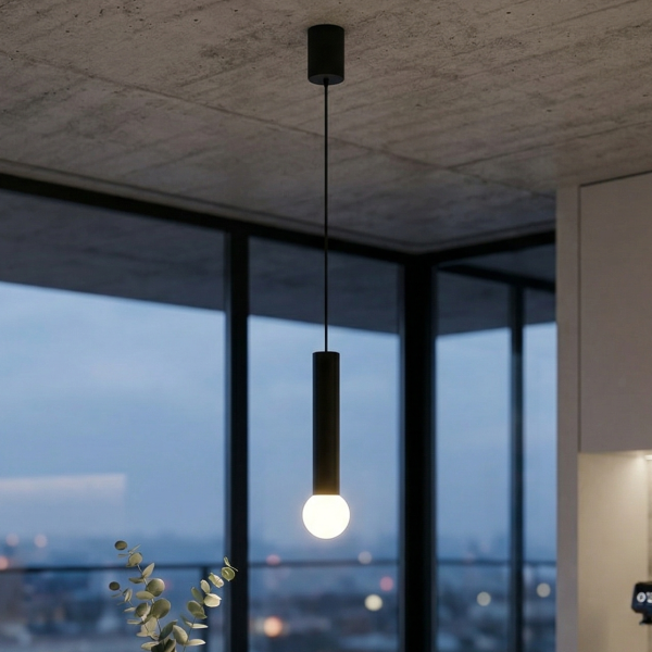 Снимка на Висящ LED пендел Baton Black M | 130cm | Черен | 10W | E27