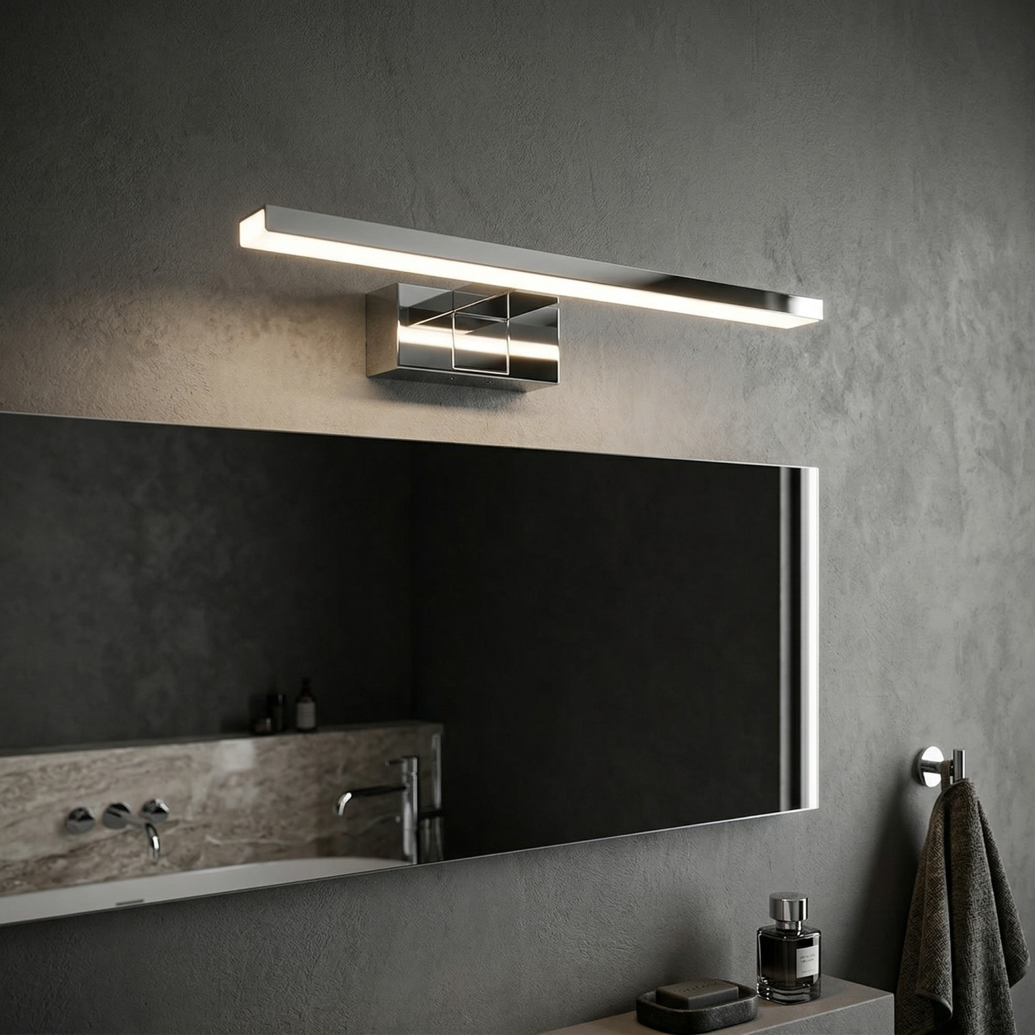 Детайлно изображение на Стенен LED аплик Cezanne Chrome S | Хром | 8W | 3000K | IP44 Снимка на Стенен LED аплик Cezanne Chrome S | Хром | 8W | 3000K | IP44