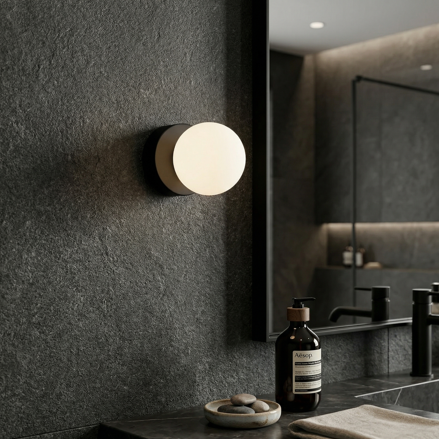 Детайлно изображение на Стенен аплик Brazos BL I WL | Черен | 25W | IP44 | G9 Снимка на Стенен аплик Brazos BL I WL | Черен | 25W | IP44 | G9